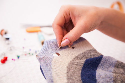 darning a sock